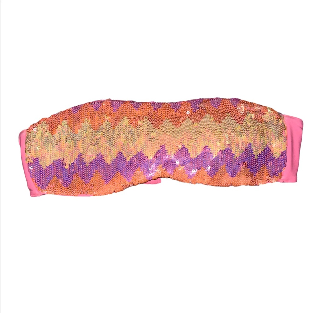 Victoria’s Secret Small Petite Strapless Sequin Bikini Top T1